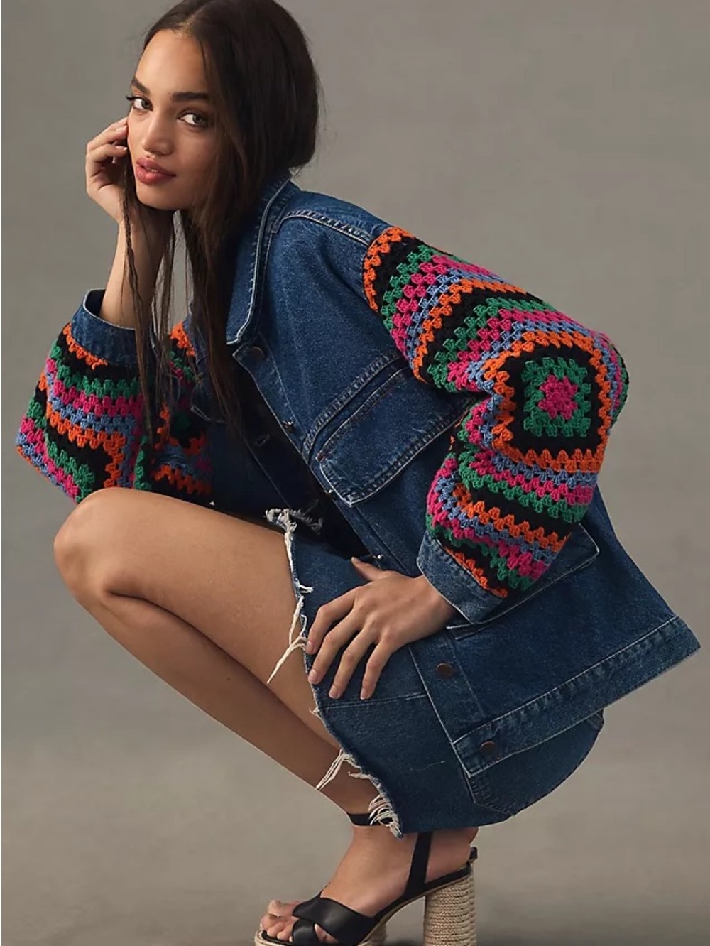Farm Rio Crochet Denim Jacket